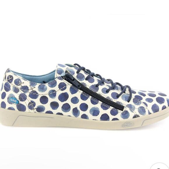 Cloud Footwear Italian Leather Blue & White Polka Dot Loafers Sneakers, US 10.5 - Picture 8 of 13